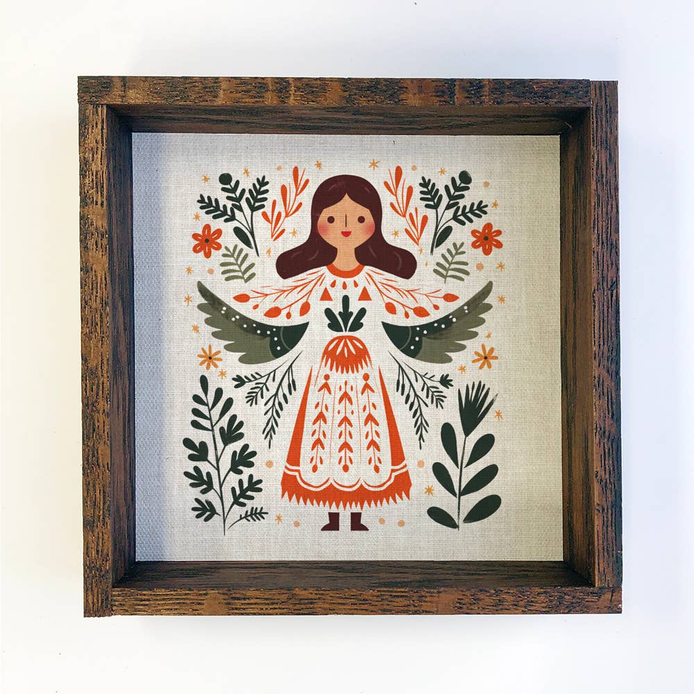 Scandinavian Angel Girl - Beautiful Canvas Art - Wood Framed