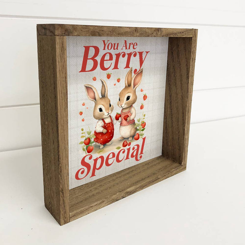 Vintage Valentines Bunny Berry Special - Valentines Day Art