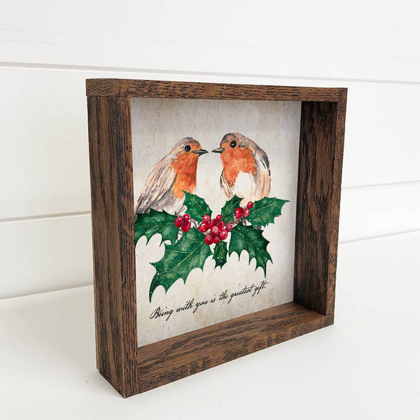 Christmas Love Birds Canvas Small Shelf Décor Sign