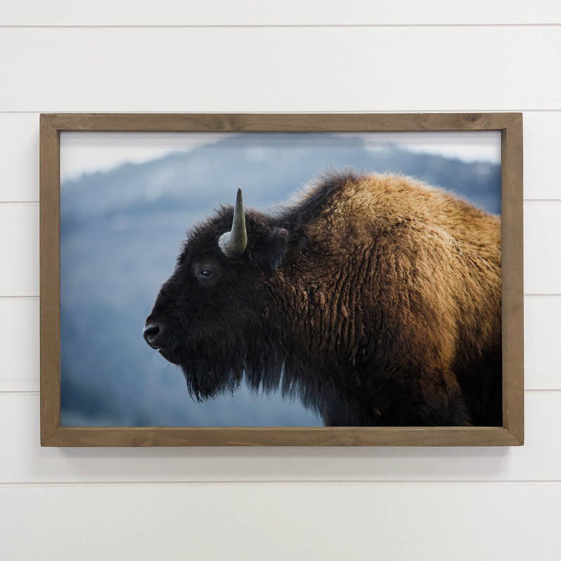 Bison Profile - Framed Nature Photograph - Cabin Wall Decor