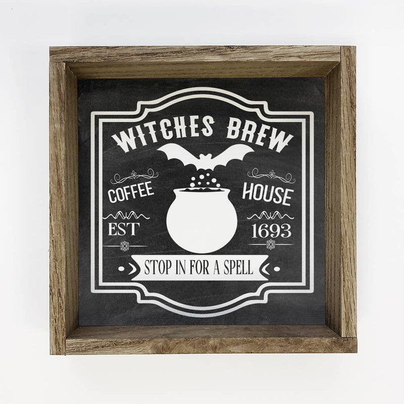 Witches Brew Coffee - Cute Halloween Sign - Canvas Frame Art