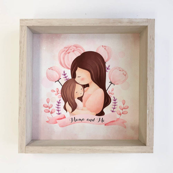 Mom and Little Girl - Watercolor Mother's Day Framed Art