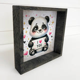 I Love You Panda - Valentines Day Panda Canvas Art - Framed