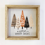 Hygge Warm Wishes Holiday Trees - Rustic Holiday Canvas Art