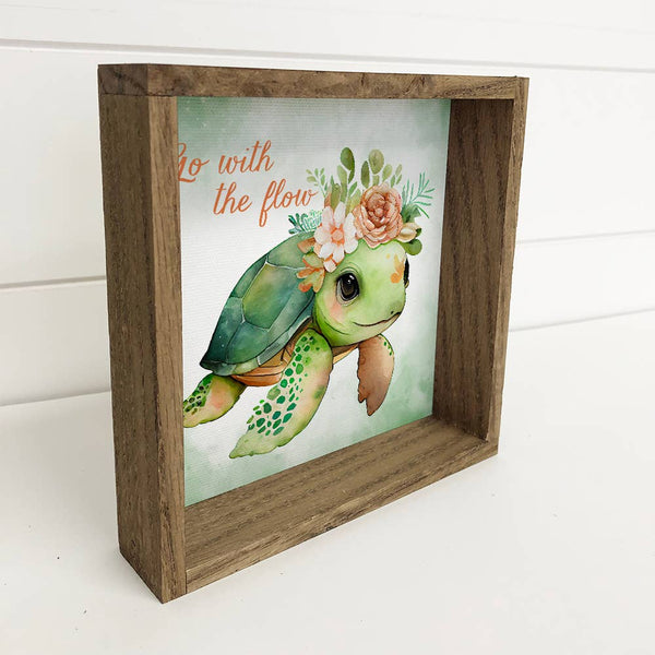 Turtle Go With the Flow - Baby Sea Turtle - Cute Animal Art
