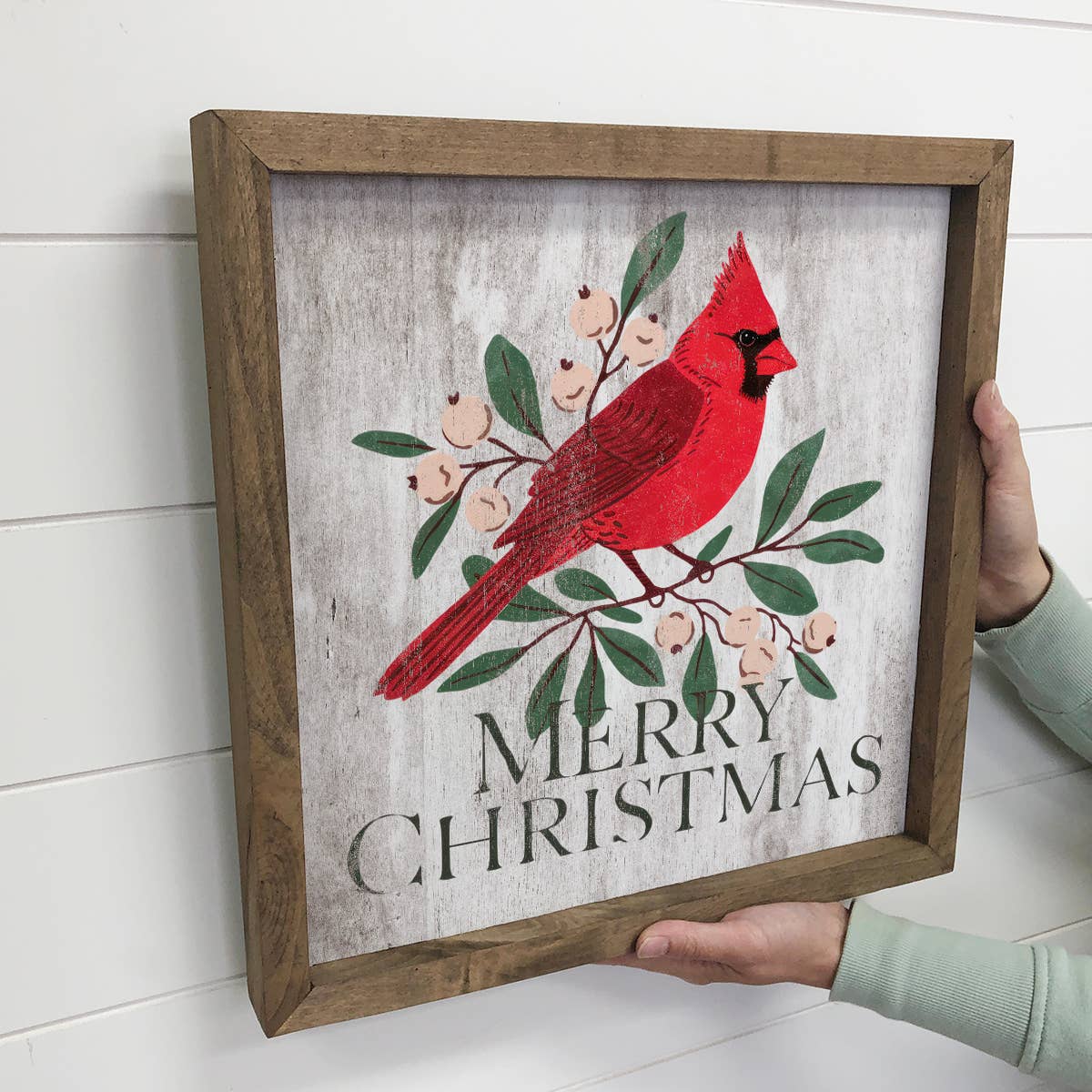 Merry Christmas Cardinal - Festive Red Bird Canvas Wall Art