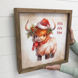 Holly Jolly Vibes Highland Cow - Animal Holiday Canvas Art