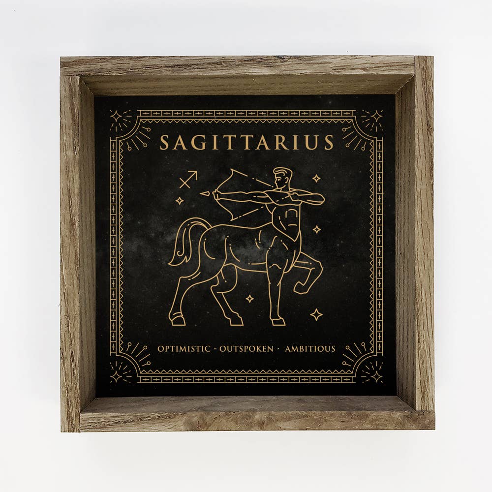 Sagittarius Zodiac Horoscope Sign Canvas and Wood Wall Art