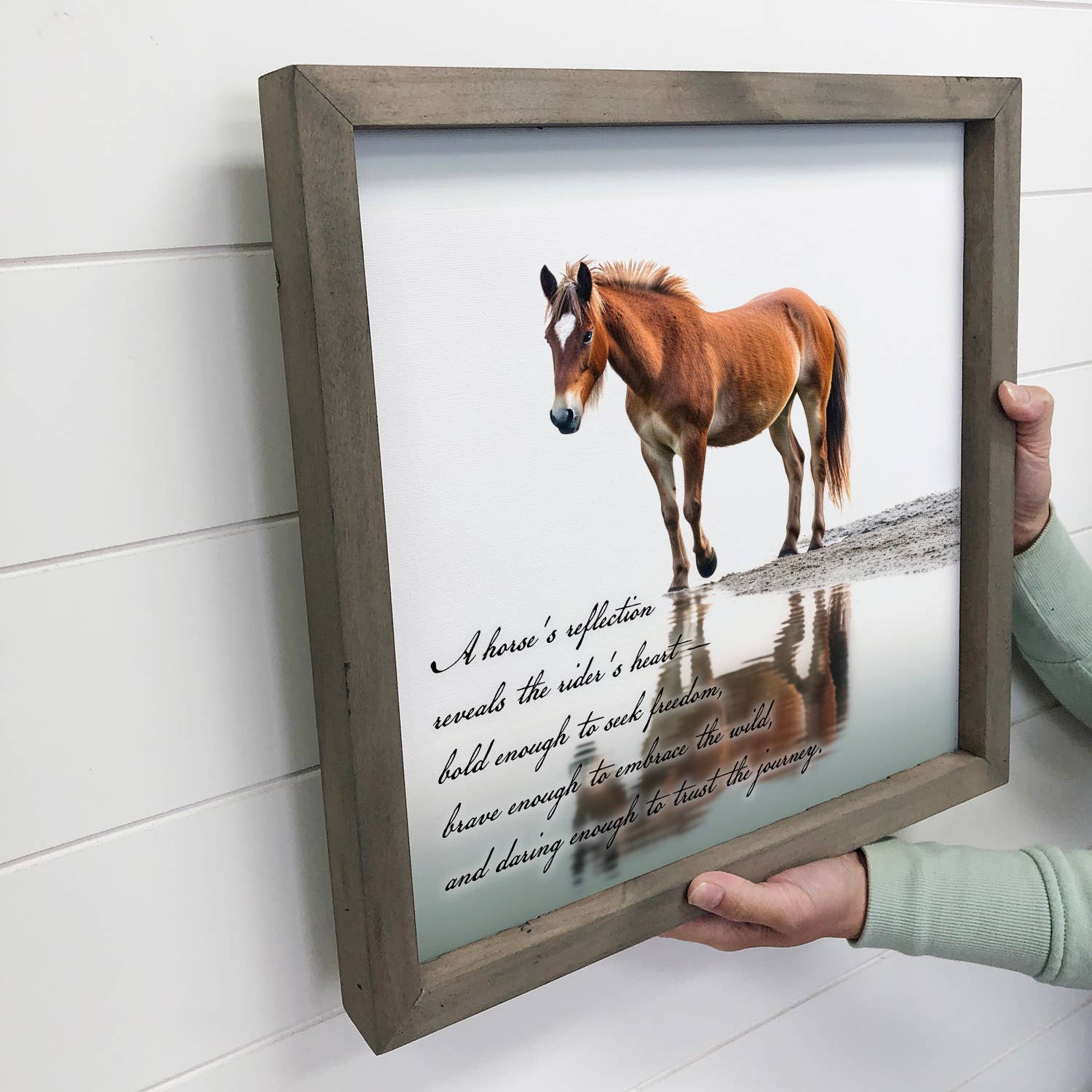Horse Reflection - Horse Canvas Wall Art - Wood Framed Decor