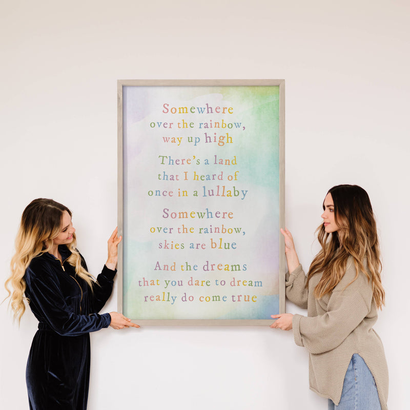 Somewhere Over the Rainbow - Song Quote Canvas Art - Framed