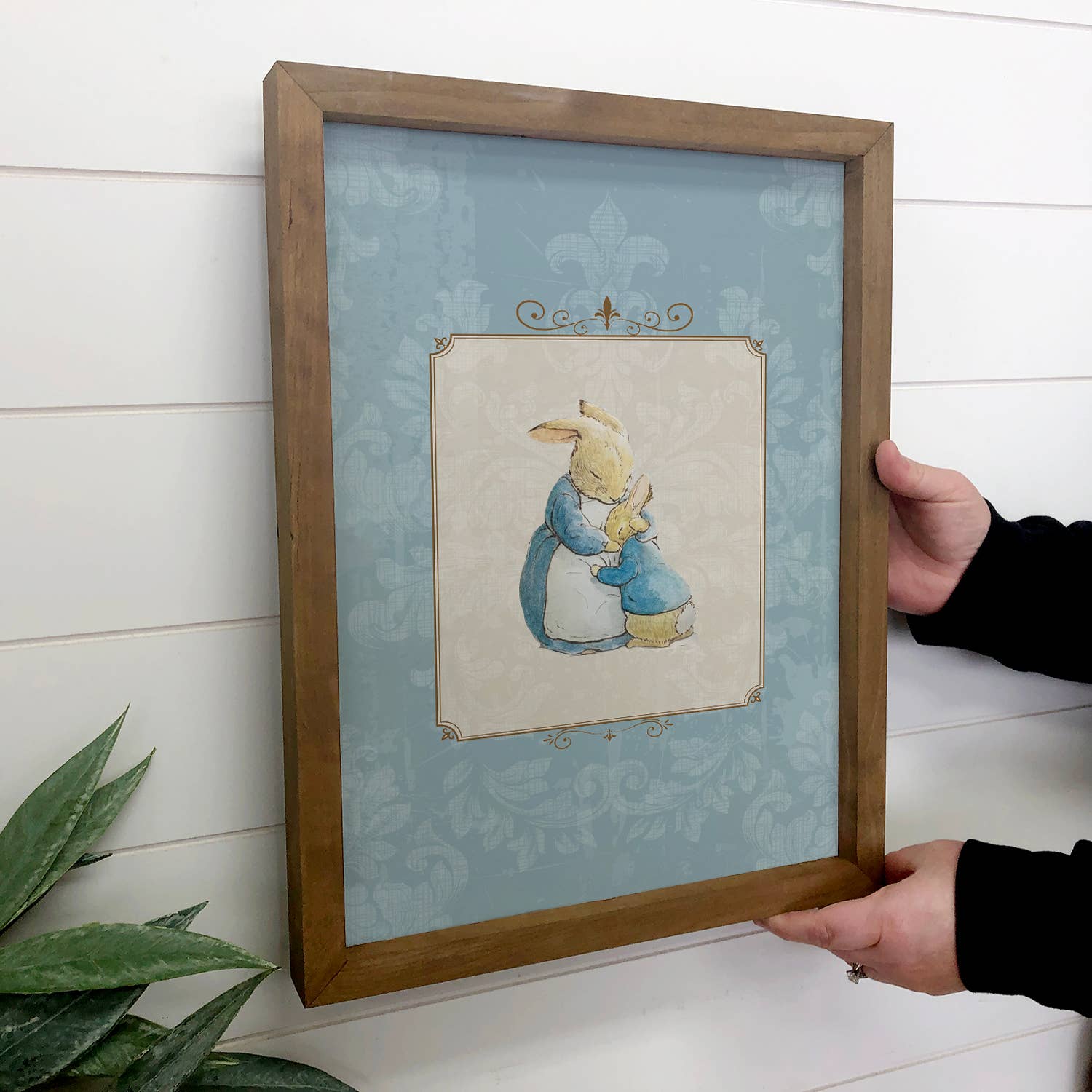 Peter Rabbit and Mom - Sweet Bunny Rabbit Canvas Art - Frame