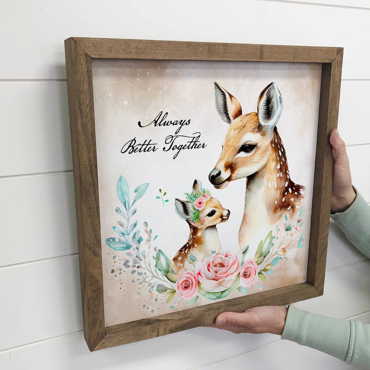 Mama and Baby Deer Wood Sign - Mother's Day Decor for Mom