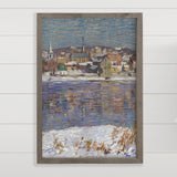 Delaware River Winter - River Canvas Art - Wood Framed Decor