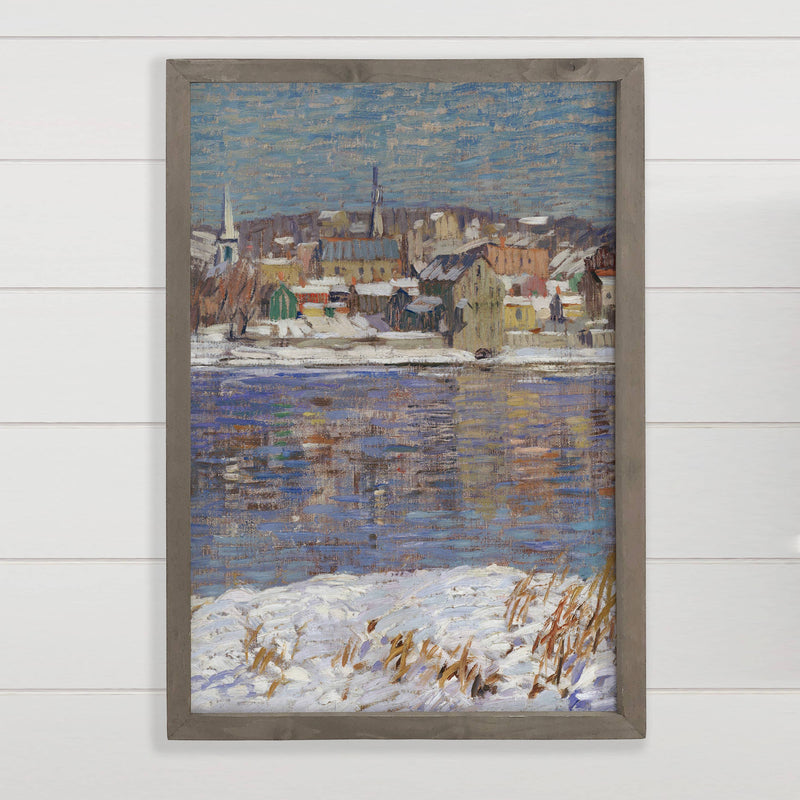 Delaware River Winter - River Canvas Art - Wood Framed Decor