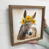 Sunflower Donkey - Cute Farm Animal - Sunflower Crown