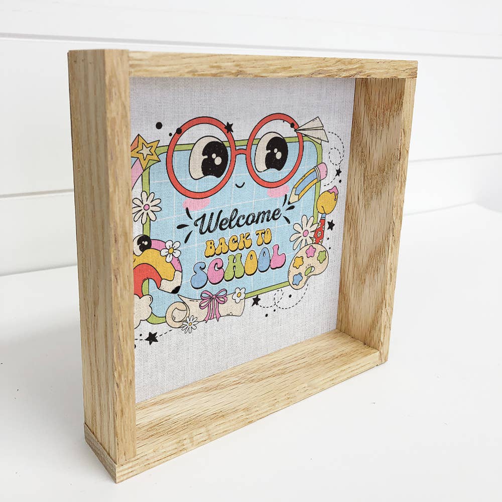 Welcome Back to School - School Word Art - Wood Framed Art