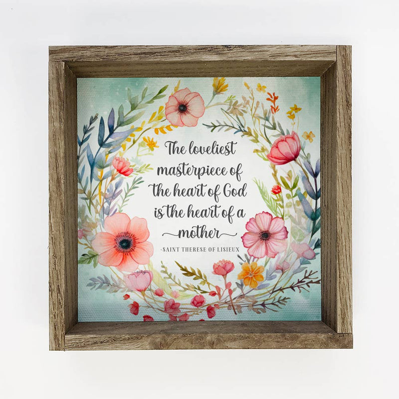 Heart of a Mother Wreath - Mom Quote Canvas Art - Framed