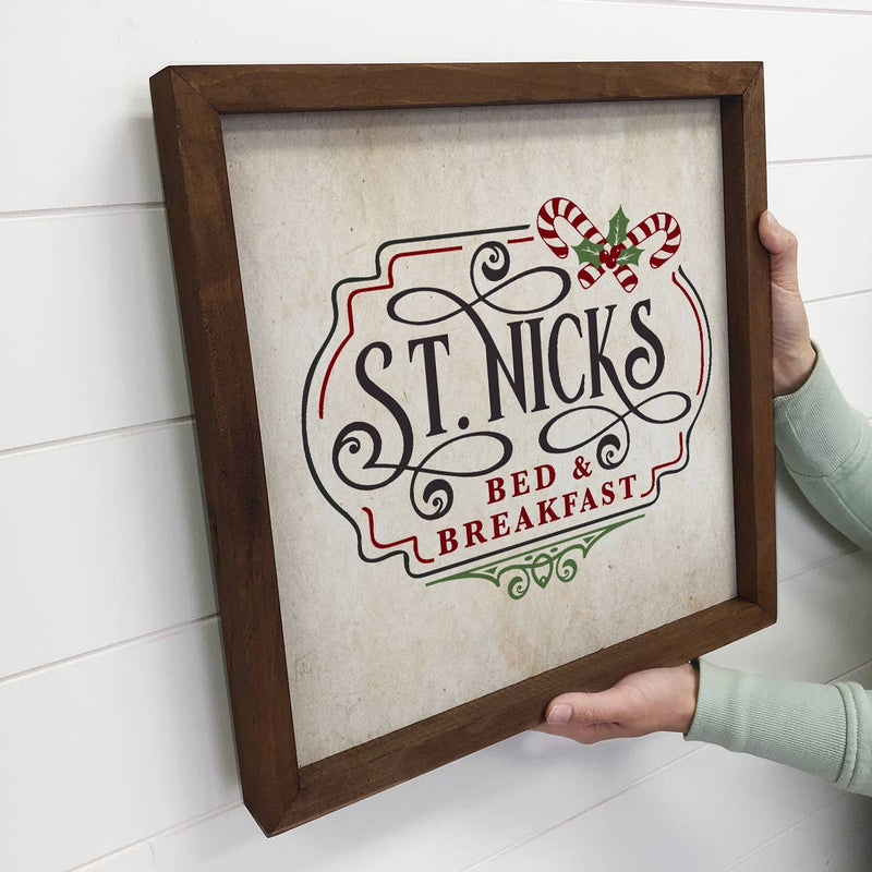 St. Nick's Bed & Breakfast Small Canvas and Wood Home Decor