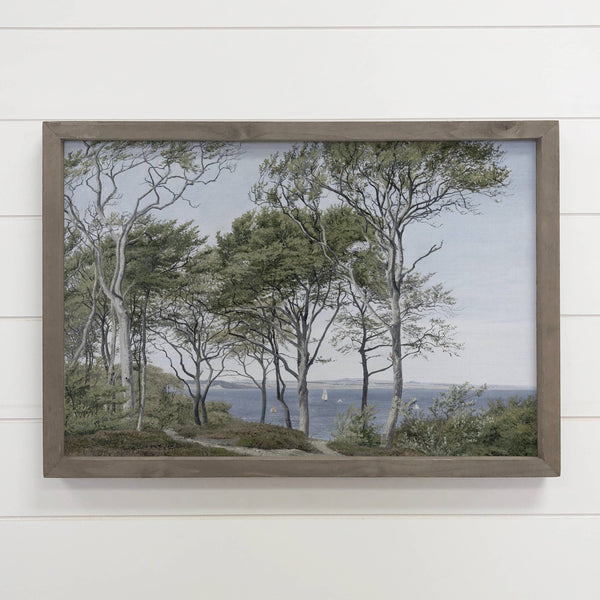 Ocean View Trees - Nature Canvas Art - Wood Framed Decor