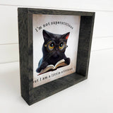 Not Superstitious Cat - Cute Cat Reading - Library Wall Art