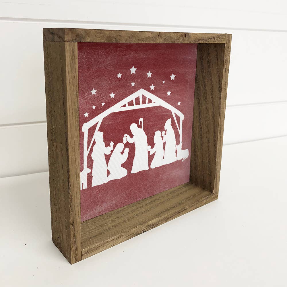 Nativity Red Canvas Wall Art Small Christmas Small Decor