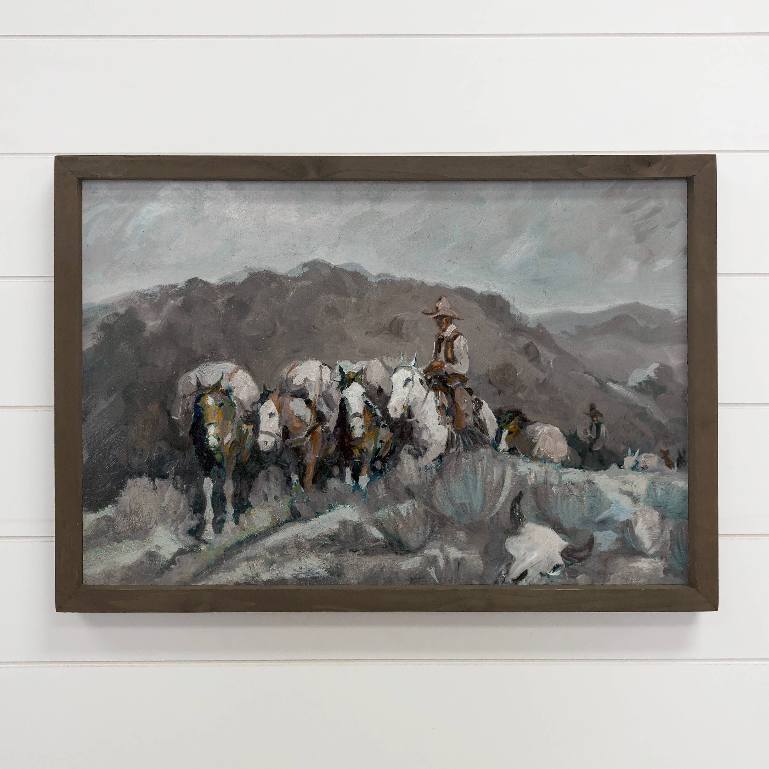 Cowboy Pack Train - Cowboy Canvas Art - Wood Framed Wall Art