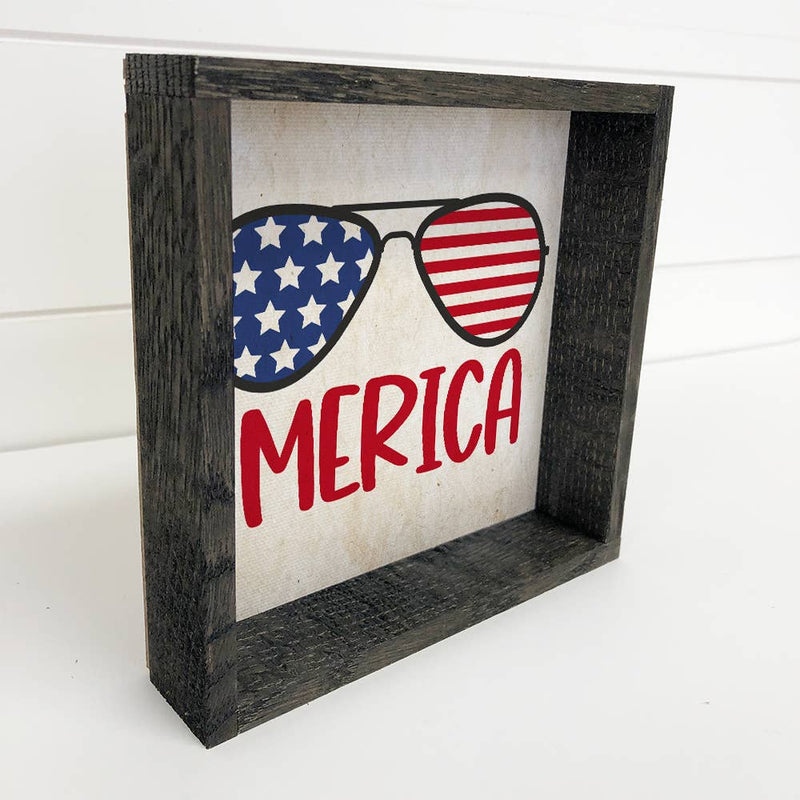 Merica Sunglasses - Cute America Sign - Patriotic Word Sign