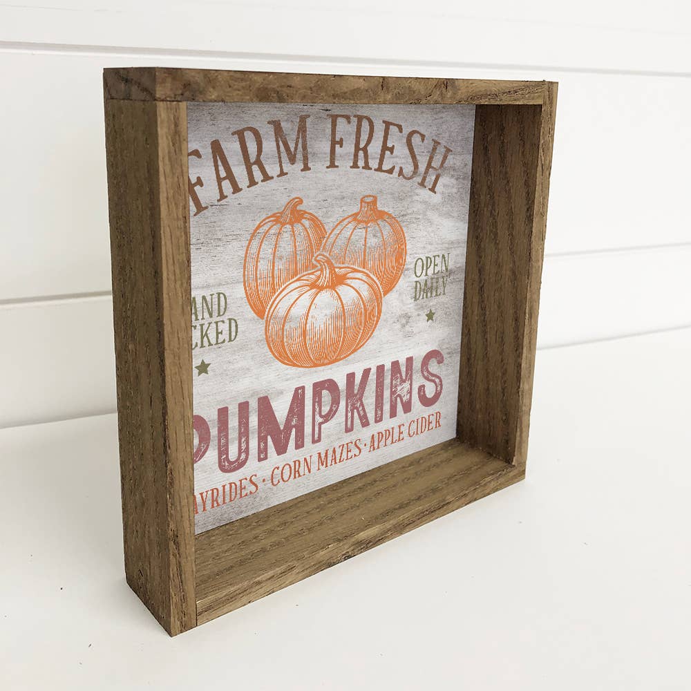 Farm Fresh Pumpkin Hand Picked - Fall Canvas Word Art Decor