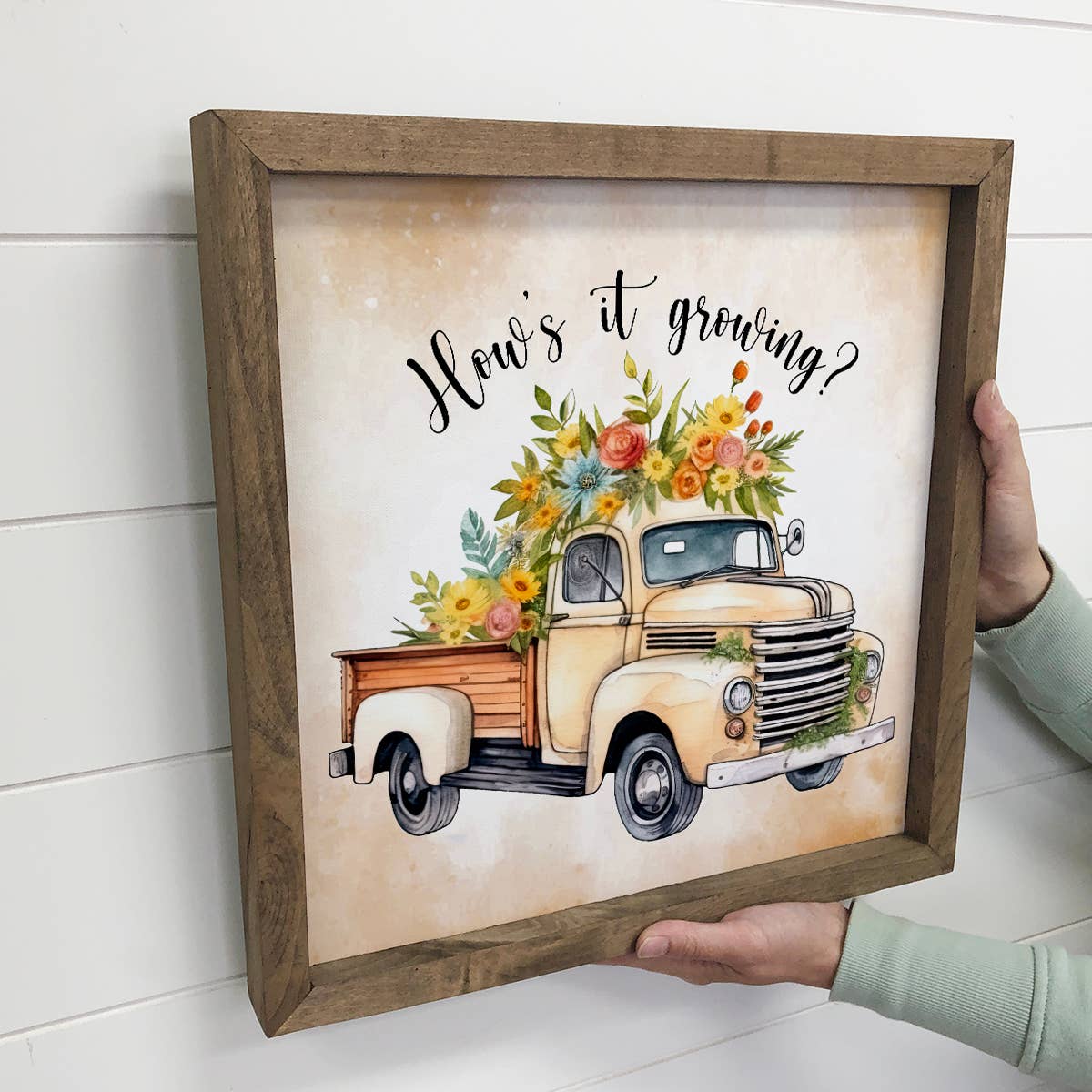 How's It Growing - Vintage Spring Time Truck Canvas Art