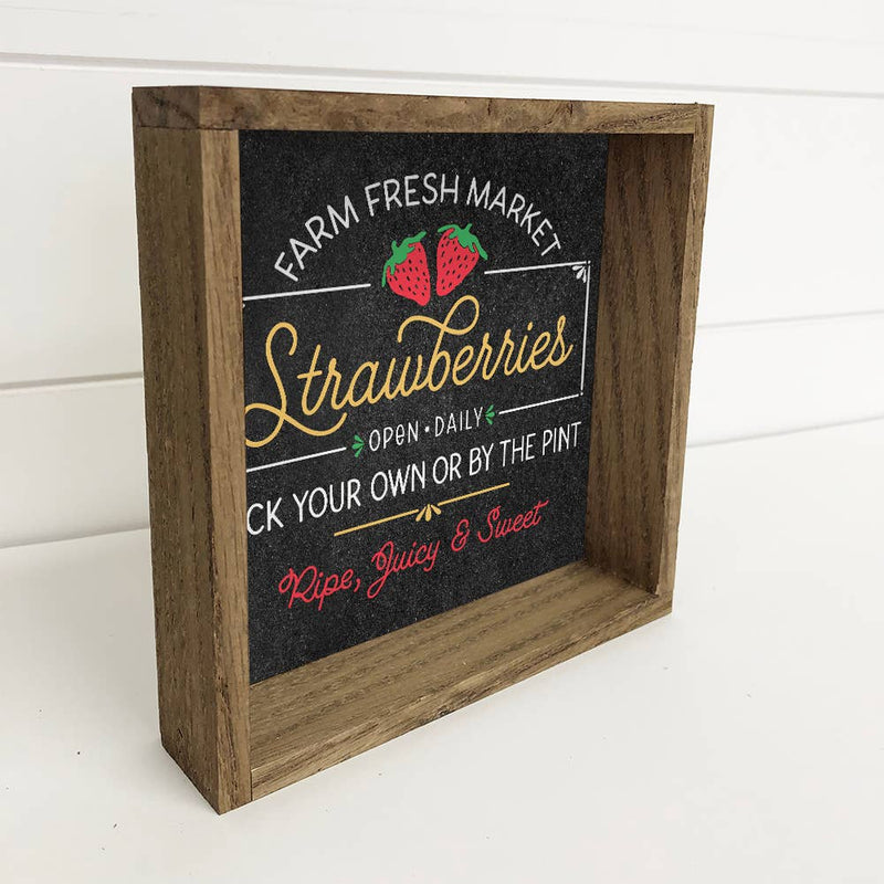 Fresh Strawberries Sign - Cute Farmers Market Sign