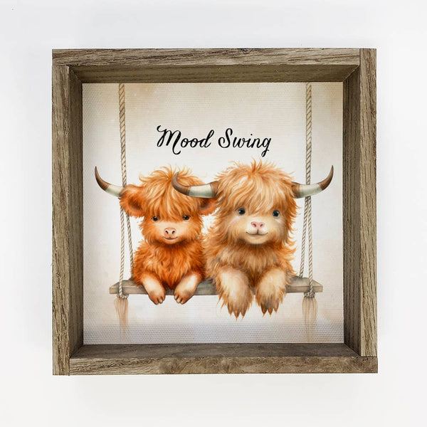 Mood Swing - Cute Baby Animal Wall Art - Wood Framed Decor
