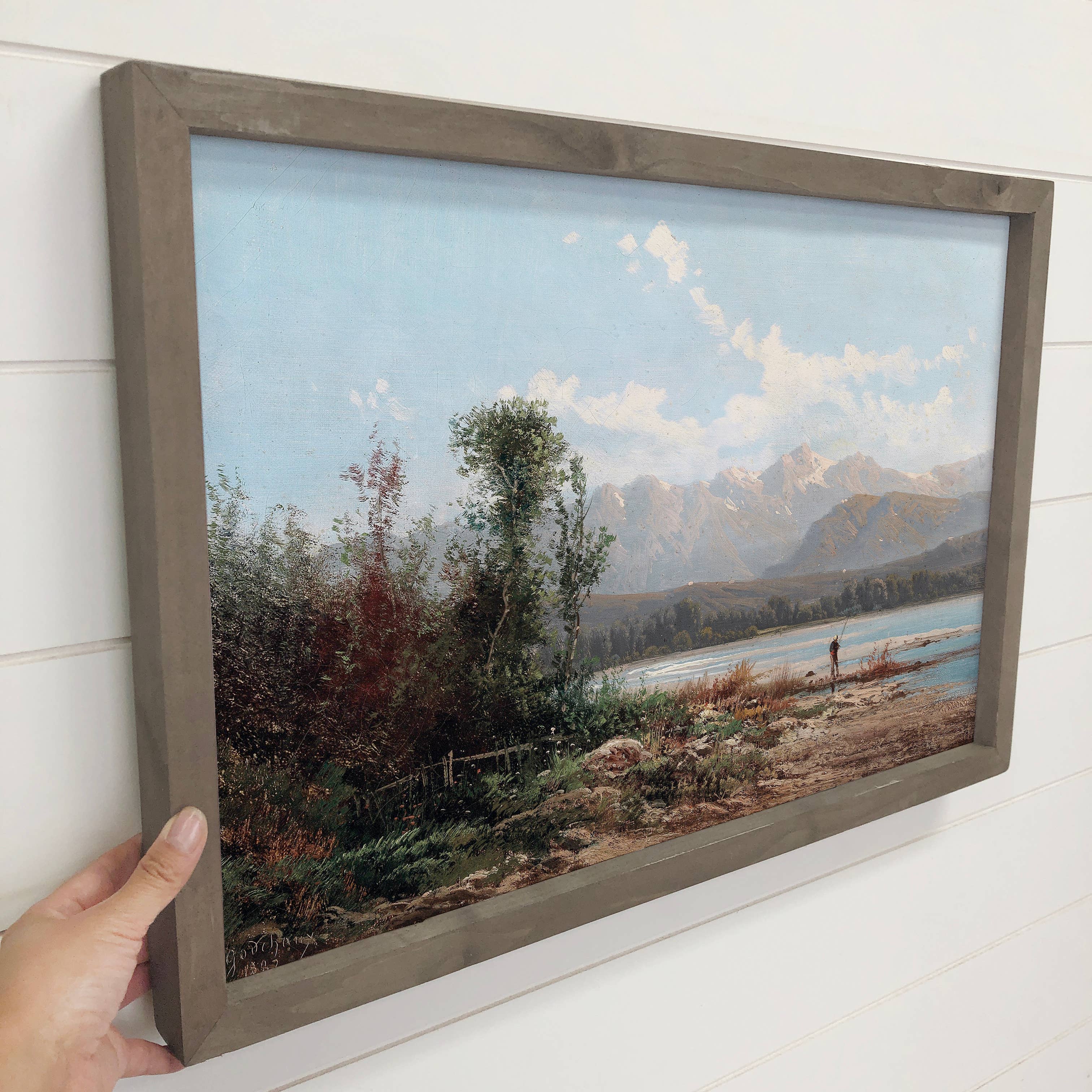 Fishing by the Lake - Lake House Wall Art -Framed Nature Art