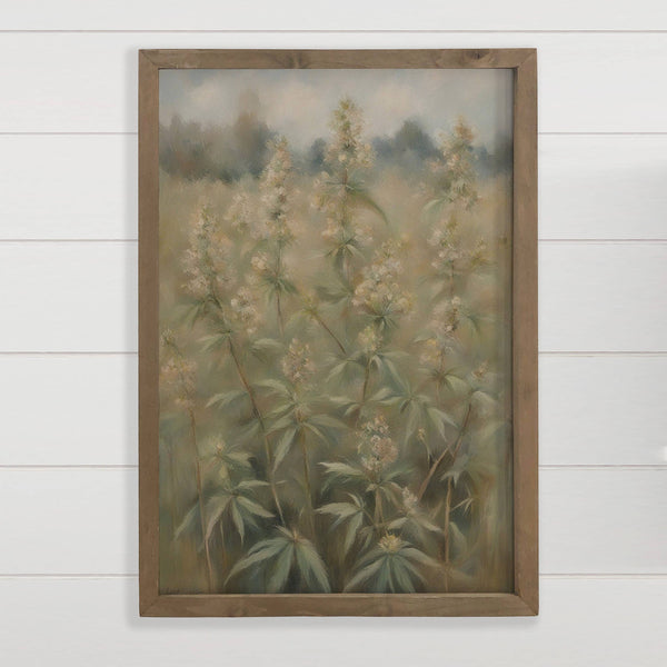 Peaceful Hemp Painting - Cannabis Nature Canvas Framed Art