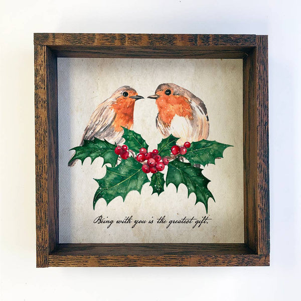 Christmas Love Birds Canvas Small Shelf Décor Sign