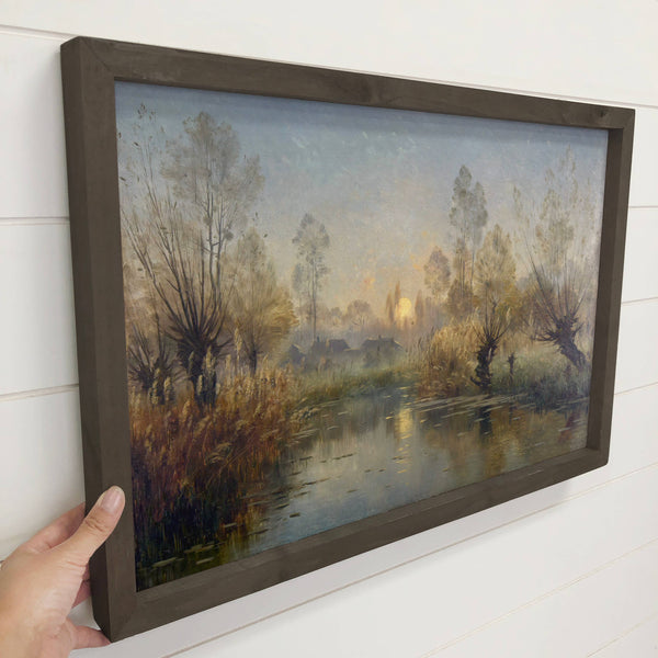 Evening Pond - Landscape Canvas Art - Wood Framed Wall Decor