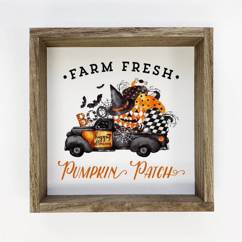 Halloween Pumpkin Truck Little Wood Sign for Decor