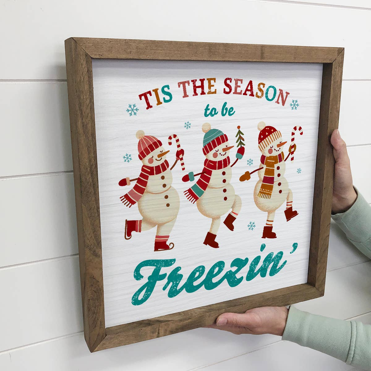 Tis The Season to Be Freezin' Dancing Snowman - Framed Art