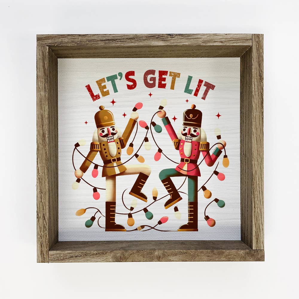 Let's Get Lit Nutcrackers - Christmas Canvas Art - Framed