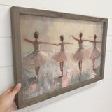 Four Ballerinas - Dancing Canvas Art - Wood Framed Wall Art