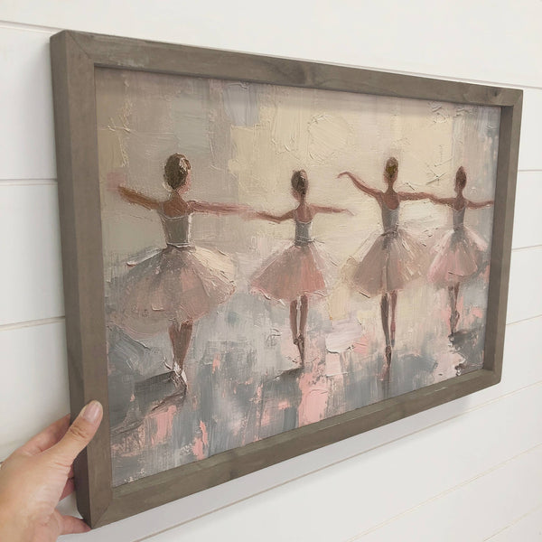 Four Ballerinas - Dancing Canvas Art - Wood Framed Wall Art