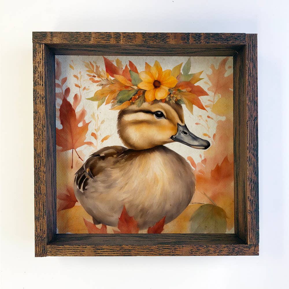 Fall Farm Animals Baby Duck- Cute Baby Animal Canvas Art