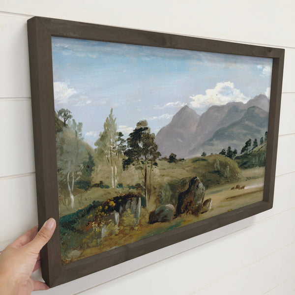 Mountainscape Painting - Cabin Wall Art - Framed Nature Art
