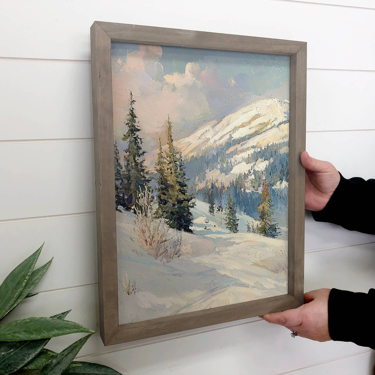 Snowy Mountain Slopes - Mountain Landscape - Wood Framed Art