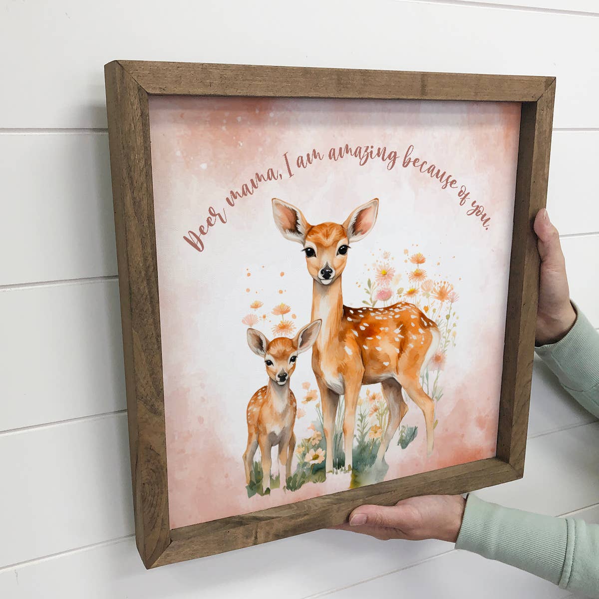 Deer Mama Wall Art - Wildlife Canvas Art - Wood Framed Art