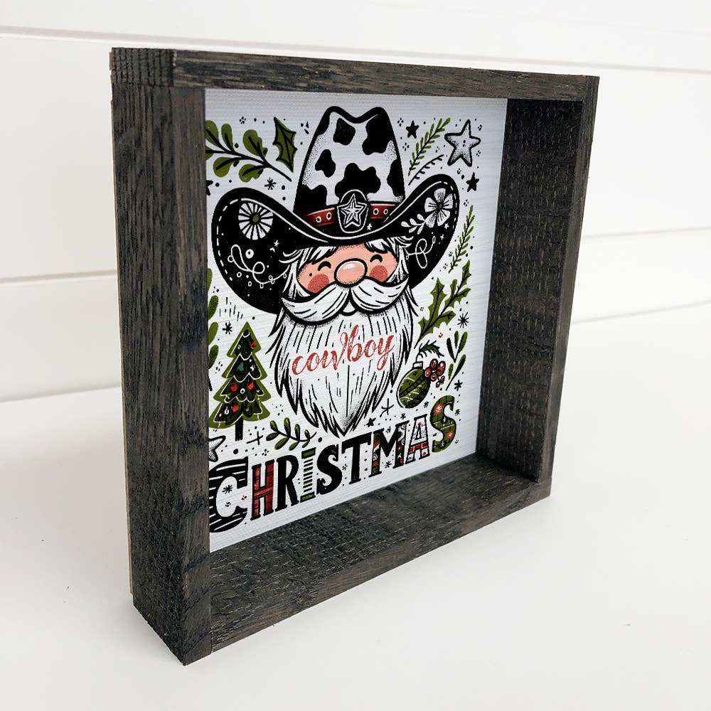 Funky Western Cowboy Christmas - Christmas Santa Canvas Art