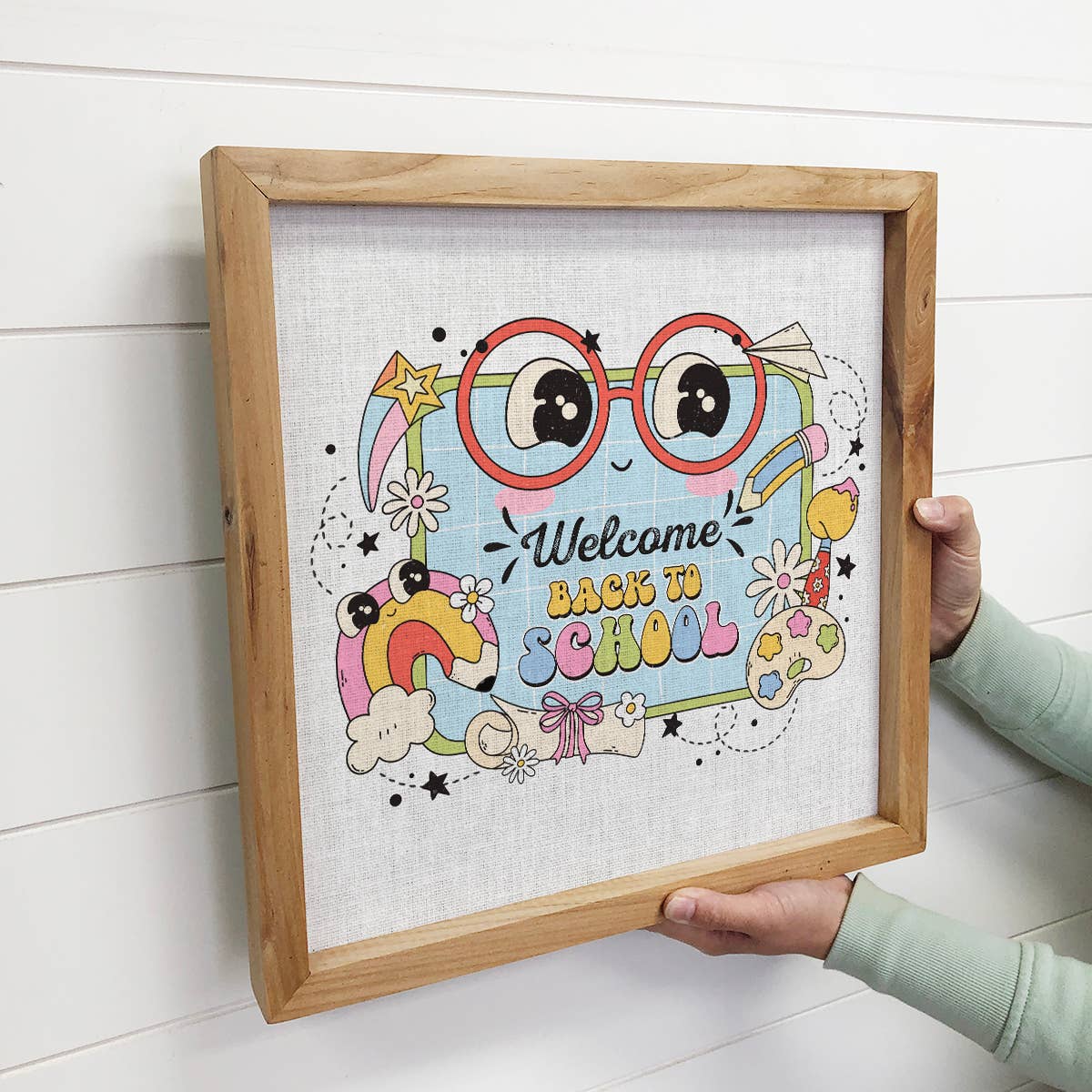 Welcome Back to School - School Word Art - Wood Framed Art