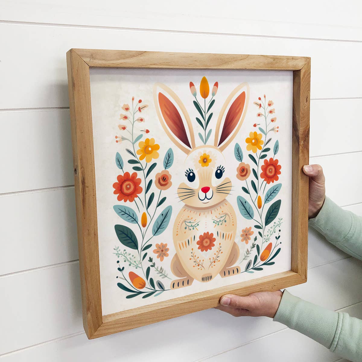 Nordic Easter Bunny - Easter Bunny Canvas Art - Wood Framed