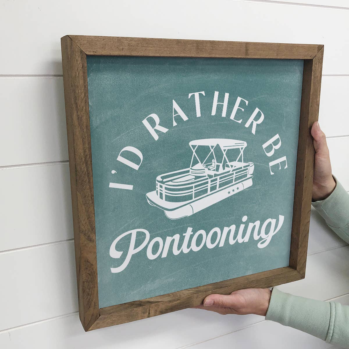 I'd Rather Be Pontooning - Lake Word Sign - Wood Framed Art