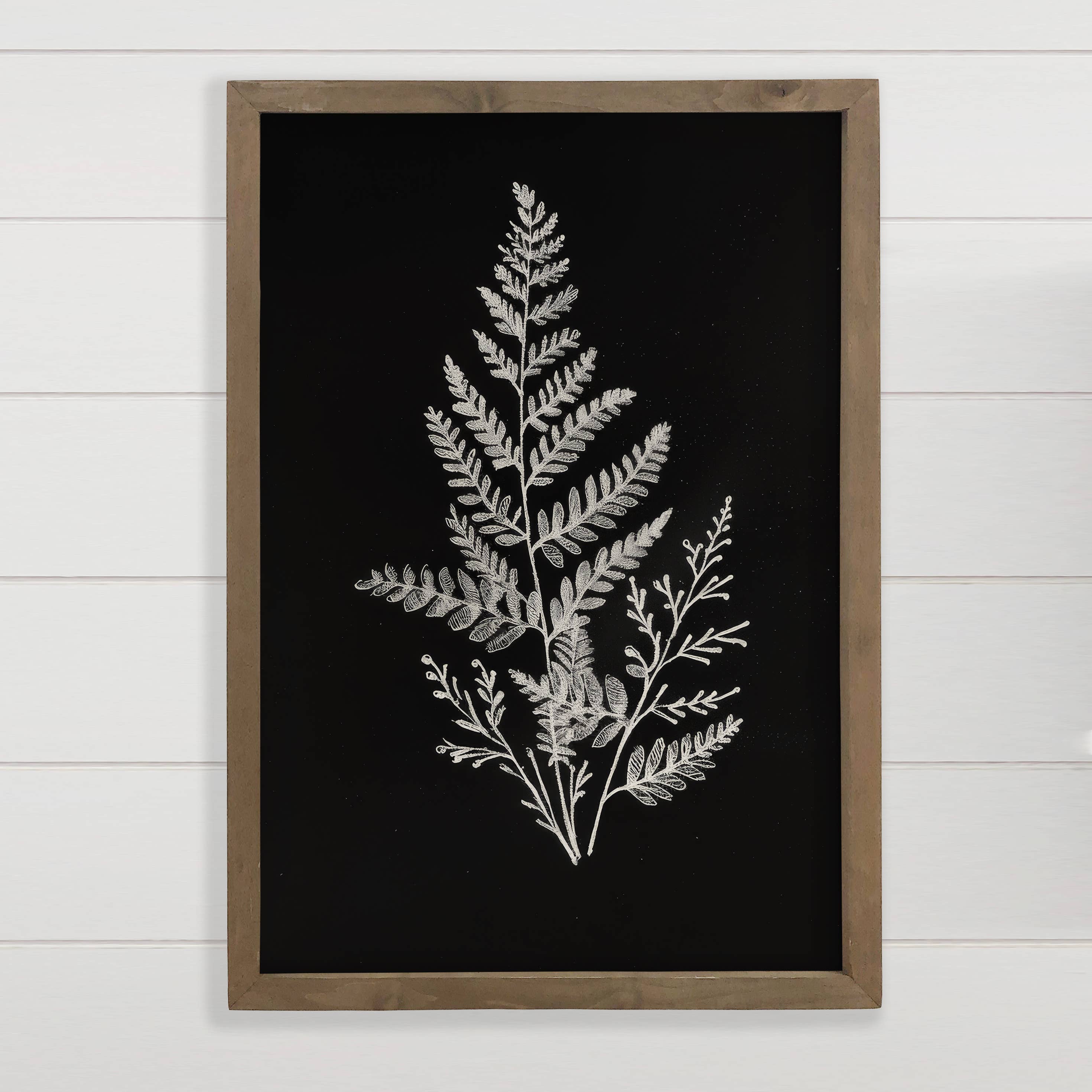 Black Background Leaves Drawing - Simple Nature Canvas Art
