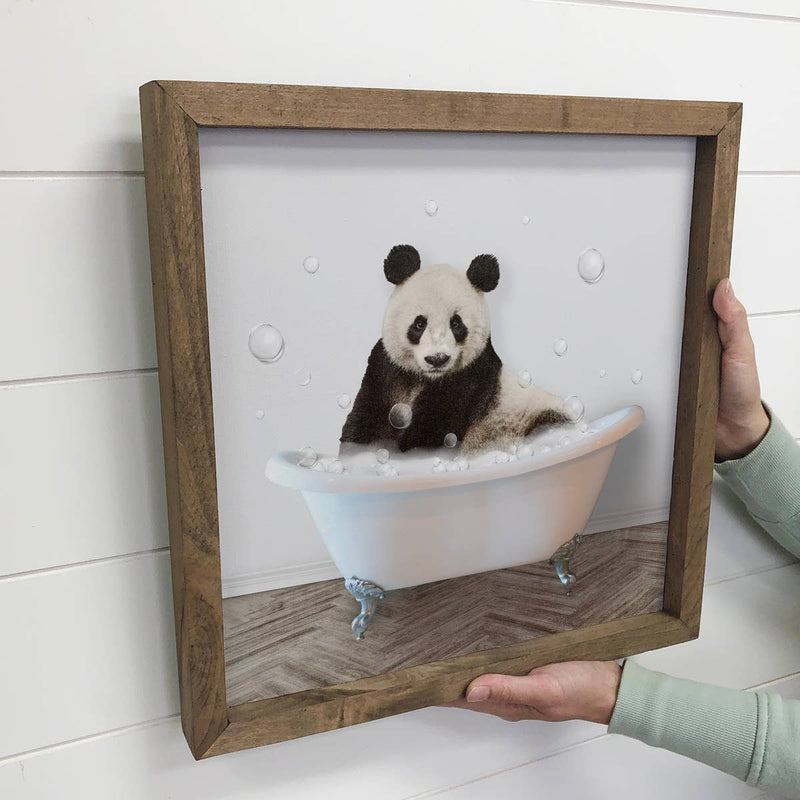 Funny Panda Bathroom Art - Taking a Bubble Bath Sign